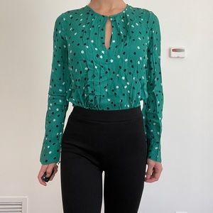 J crew silk green polka dot blouse in 00